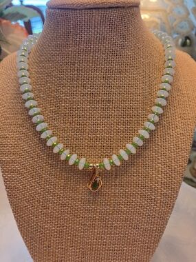 New Handmade Opalite & Green Quartz Pendant Necklace